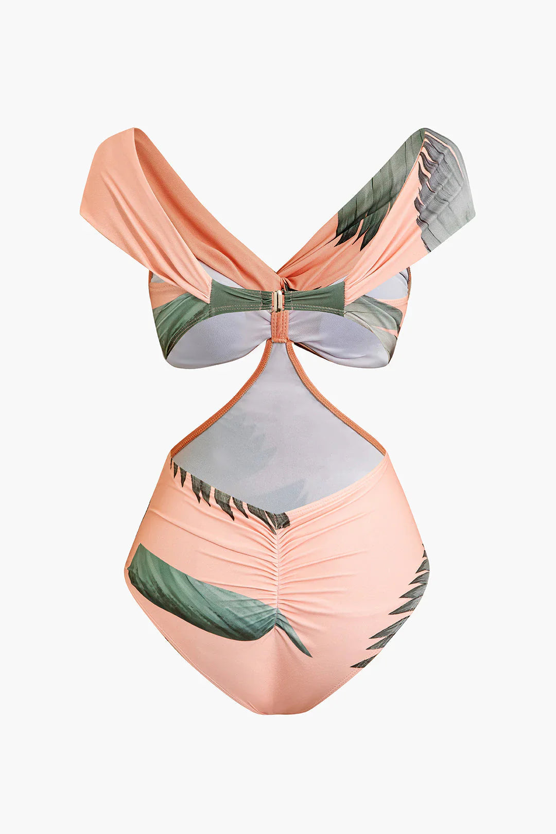 Pharıssa Blush Palm Twist Swimsuit & Pareo Set