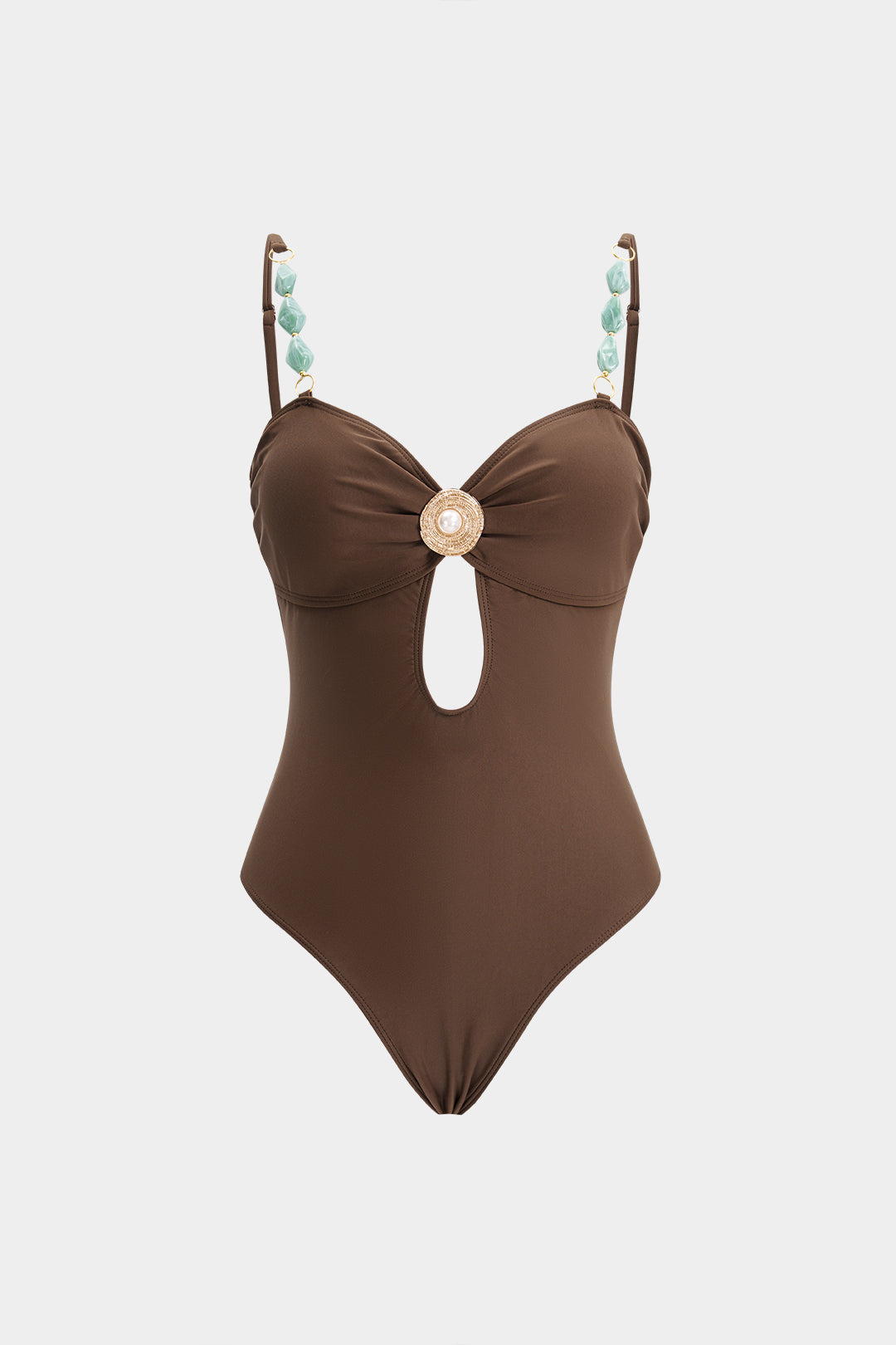 Pharıssa Beaded Metallic Cut Out Swimsuit