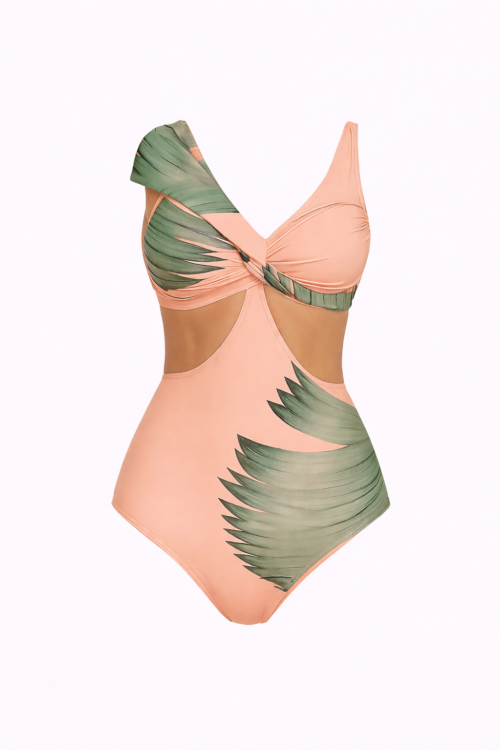 Pharıssa Blush Palm Twist Swimsuit & Pareo Set