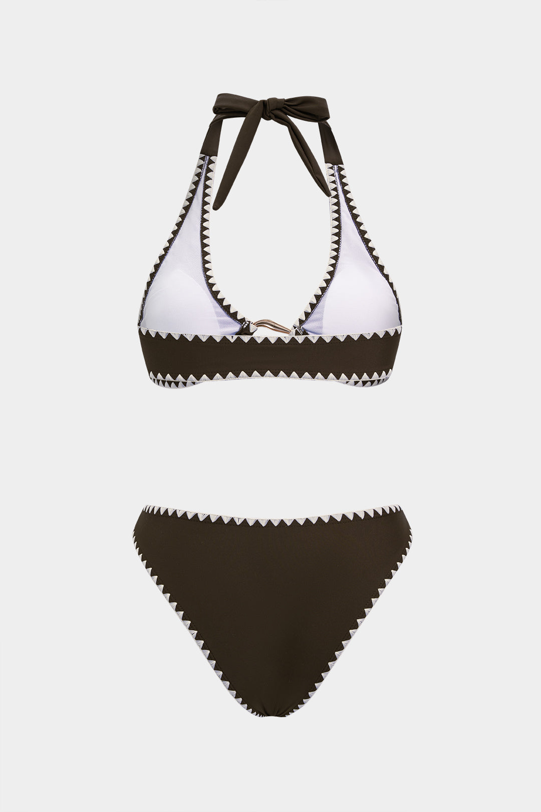 Pharıssa Contrast Binding Halter Neck Bikini Set