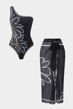 Pharıssa Çiçekli Tek Omuz Mayo & Pareo Takımı