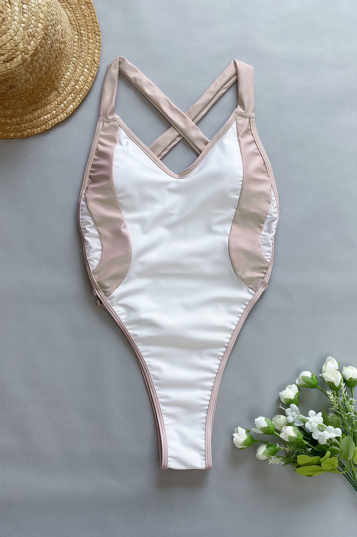 Pharıssa Sexy Color Block Chic Cut Out One Piece Swimwear