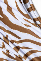 Pharıssa Karamel Zebra Desenli Üçgen Bikini
