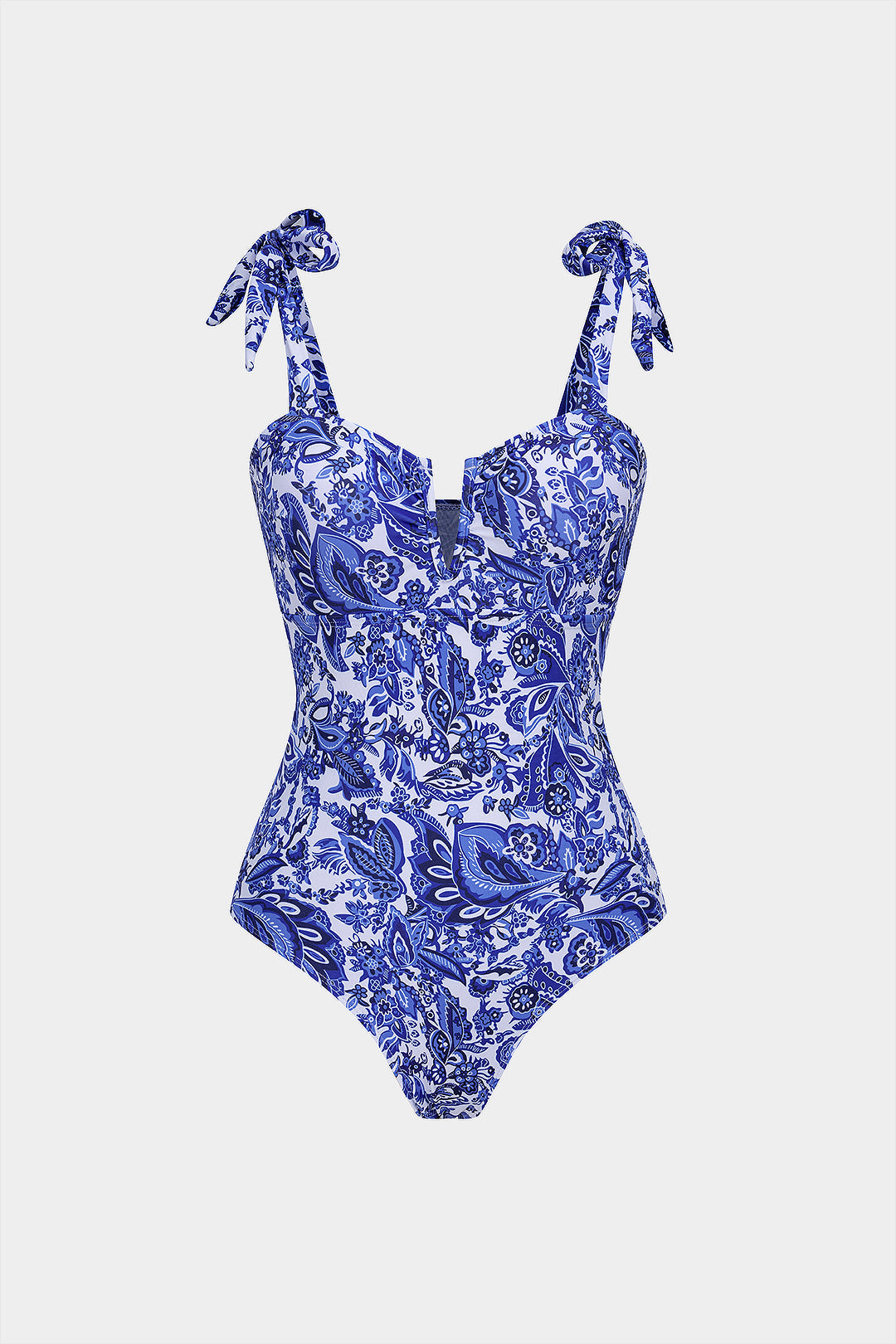 Pharıssa Blue Paisley Tie-Shoulder Swimsuit