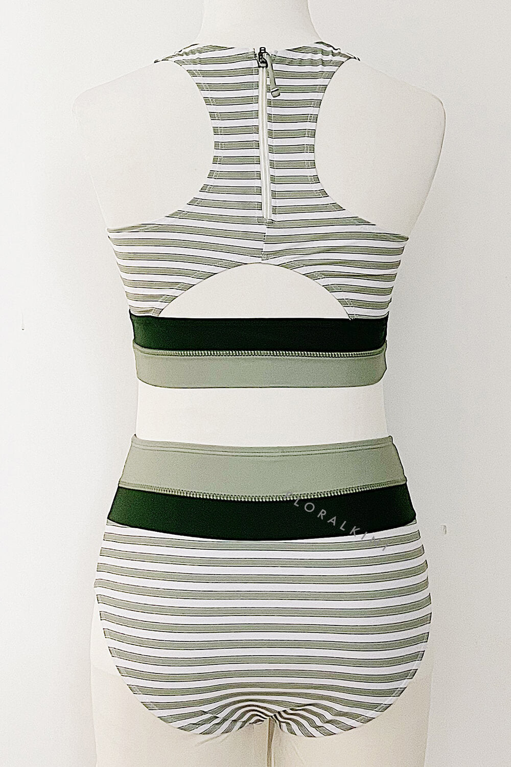 Pharıssa Çizgili Sportif Crop Bikini Takımı