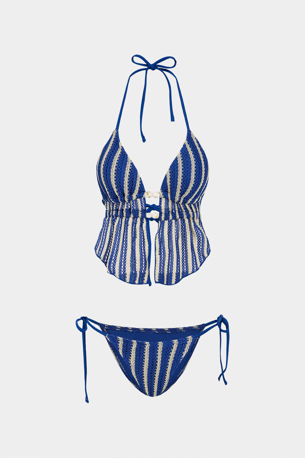 Pharıssa Çizgili Sırt Dekolteli Bikini Takımı