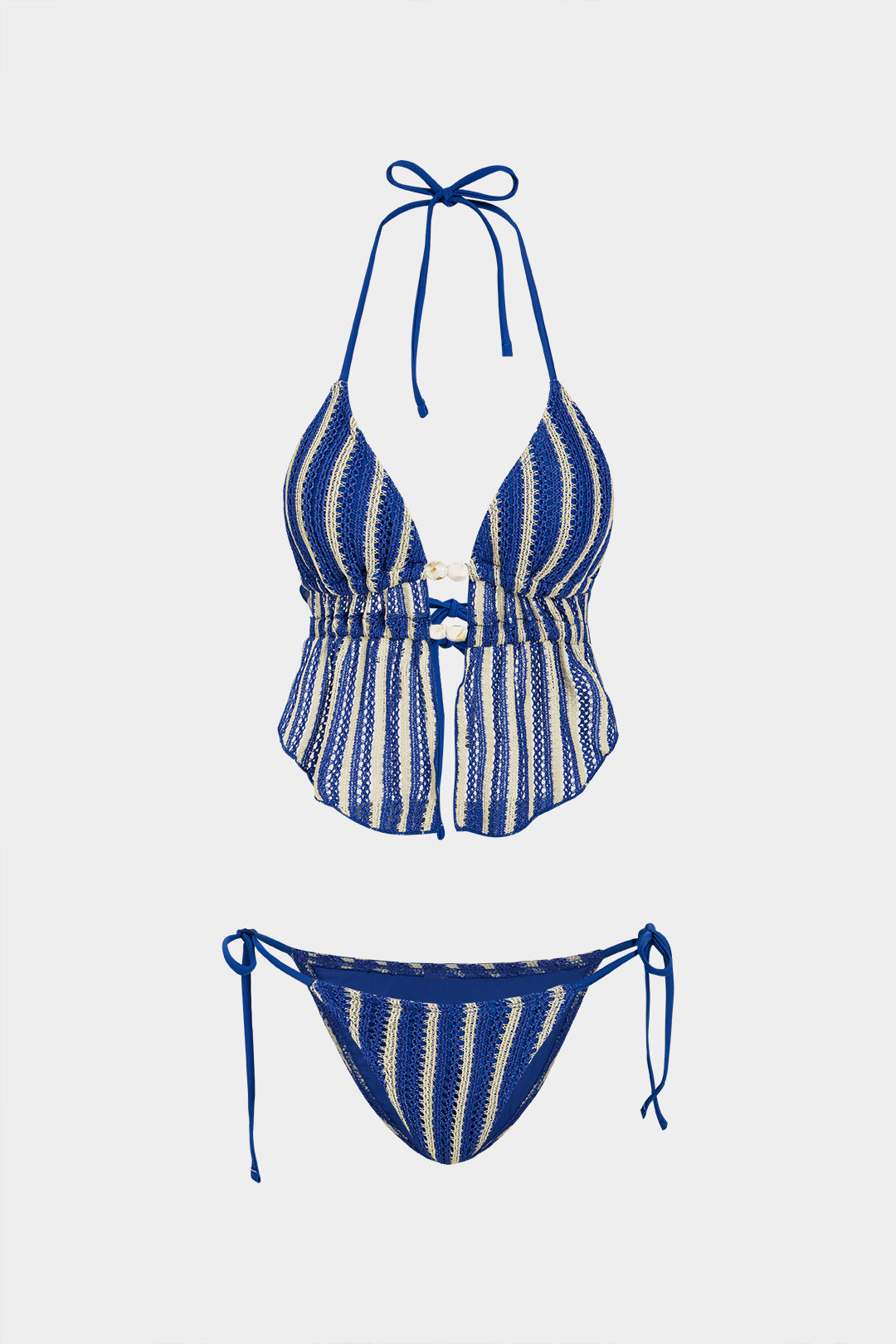 Pharıssa Çizgili Sırt Dekolteli Bikini Takımı
