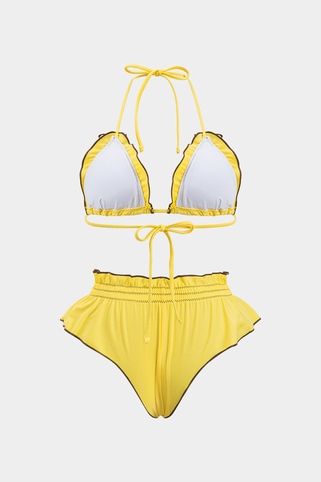 Pharıssa Sarı Fırfırlı Bikini Takımı