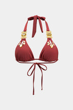 Pharıssa Bordo Gold Taşlı Bikini Takımı