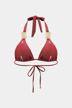 Pharıssa Bordo Gold Taşlı Bikini Takımı