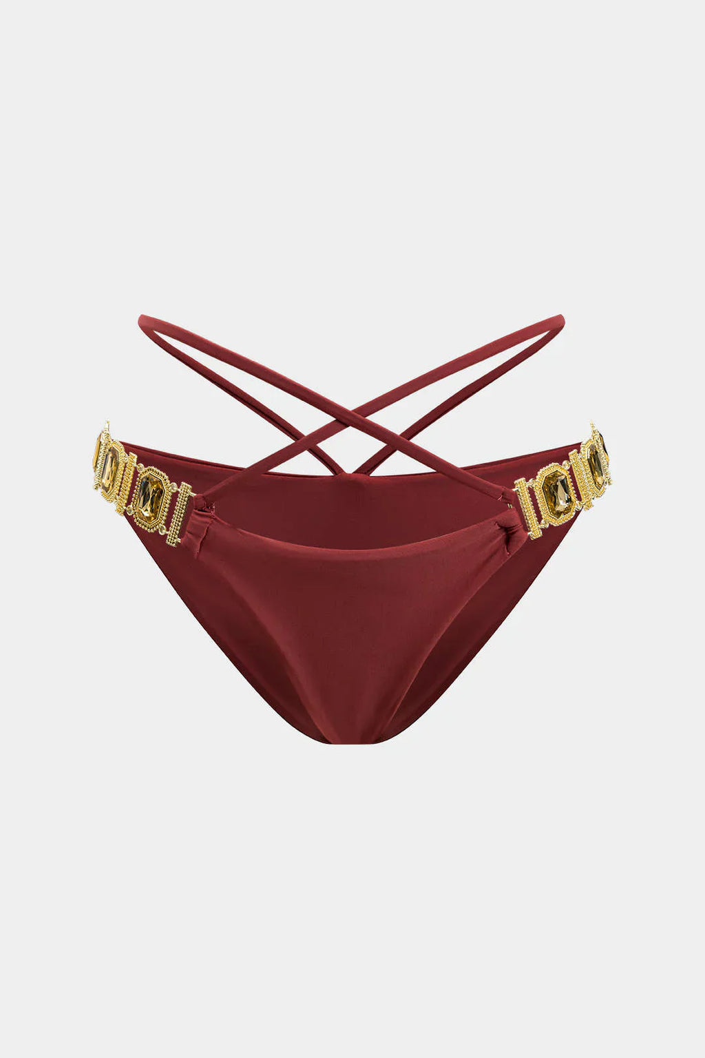 Pharıssa Bordo Gold Taşlı Bikini Takımı