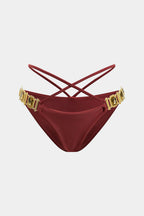 Pharıssa Bordo Gold Taşlı Bikini Takımı