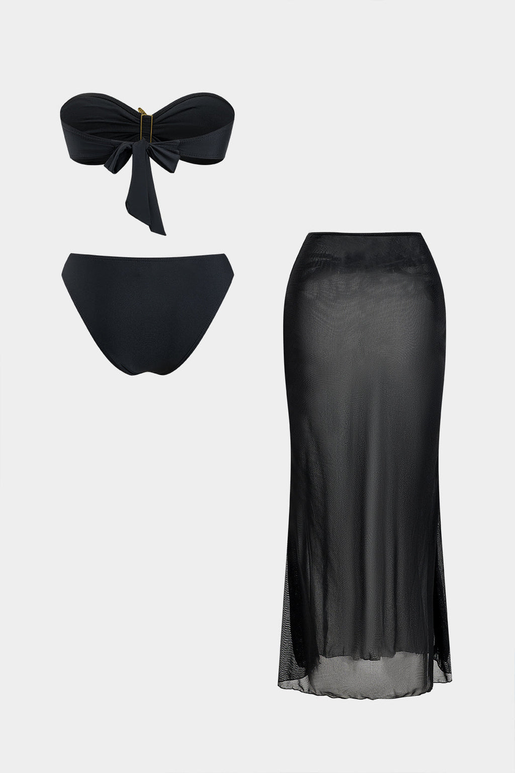 Pharıssa Siyah Bandeau Bikini & Pareo Takımı