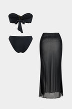 Pharıssa Siyah Bandeau Bikini & Pareo Takımı