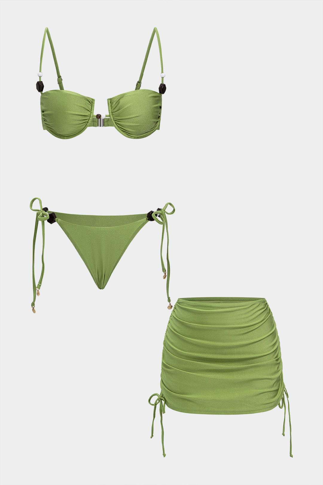 Pharıssa Beaded Ruched Bikini Set