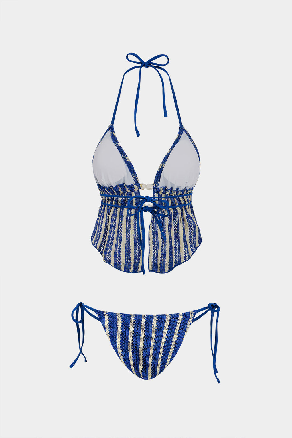 Pharıssa Çizgili Sırt Dekolteli Bikini Takımı