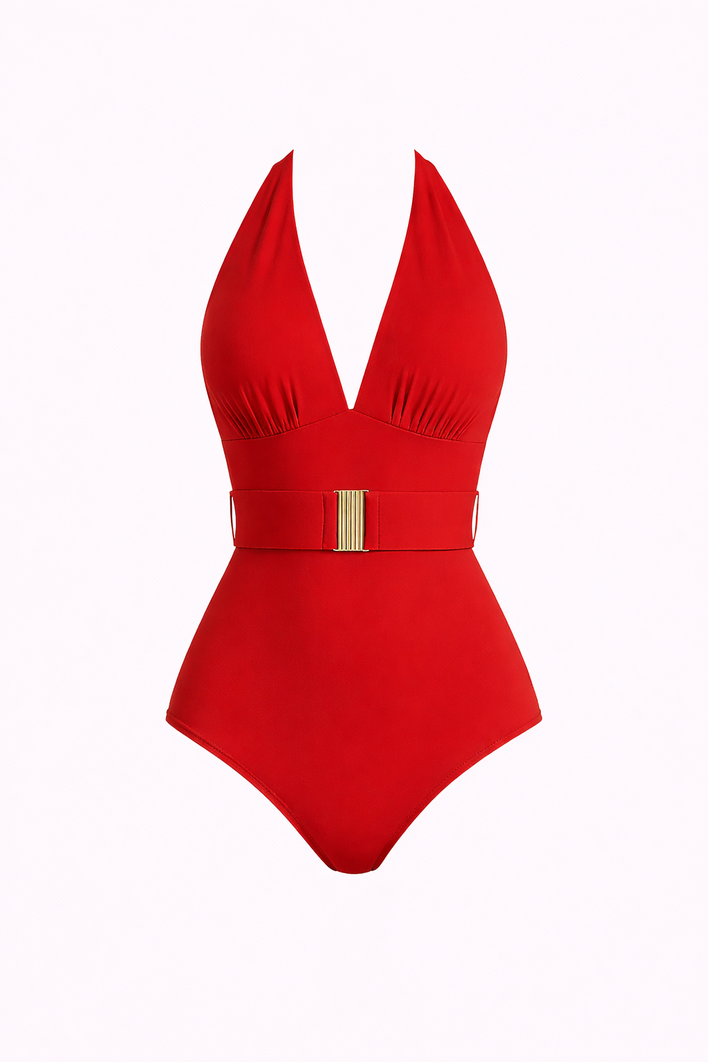 Pharıssa Kırmızı Gold Kemerli Halter Mayo