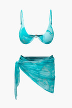Pharıssa Mermer Desenli Bikini & Pareo Takımı