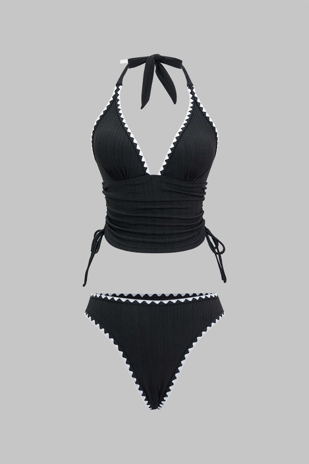 Pharıssa Contrast Binding Halter Neck V-Neck Bikini Set
