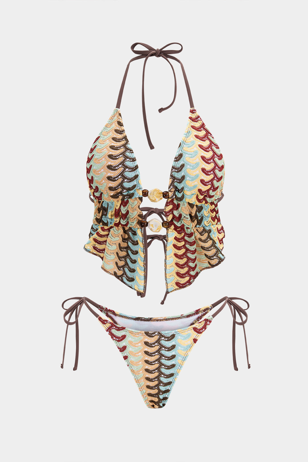 Pharıssa Bohemian Print Tie-Up Bikini Takım