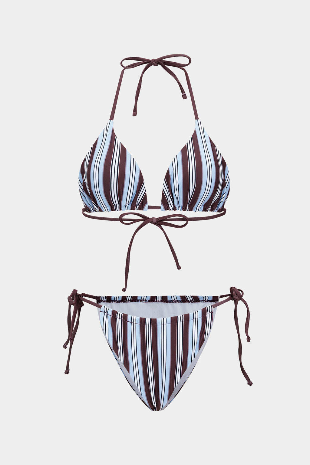 Pharıssa Bordo Mavi Çizgili Bikini