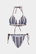 Pharıssa Bordo Mavi Çizgili Bikini
