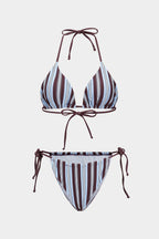 Pharıssa Bordo Mavi Çizgili Bikini
