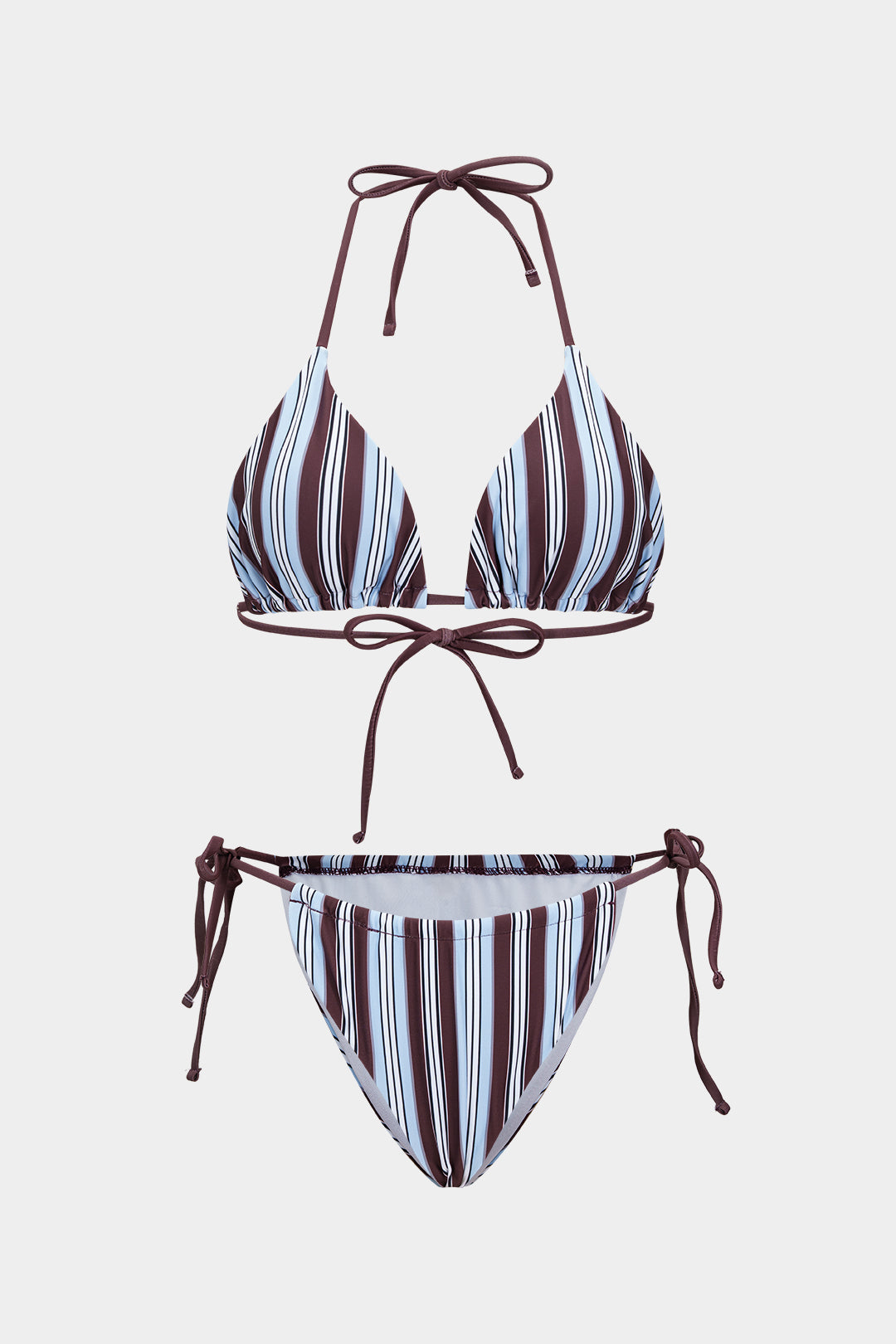 Pharıssa Bordo Mavi Çizgili Bikini