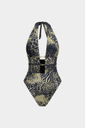 Pharıssa Leopar Desenli Halter Mayo
