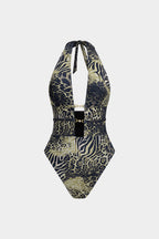 Pharıssa Leopar Desenli Halter Mayo