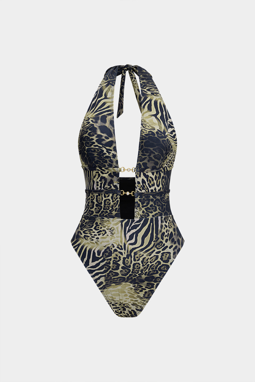 Pharıssa Leopar Desenli Halter Mayo