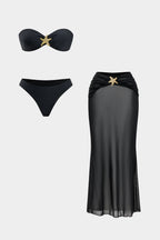 Pharıssa Siyah Bandeau Bikini & Pareo Takımı
