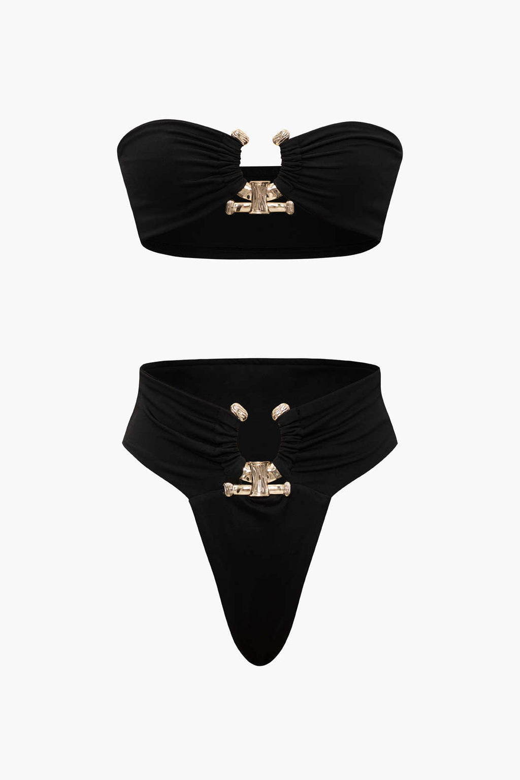 Pharıssa Siyah Gold Tokalı Bandeau Bikini