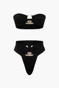 Pharıssa Siyah Gold Tokalı Bandeau Bikini