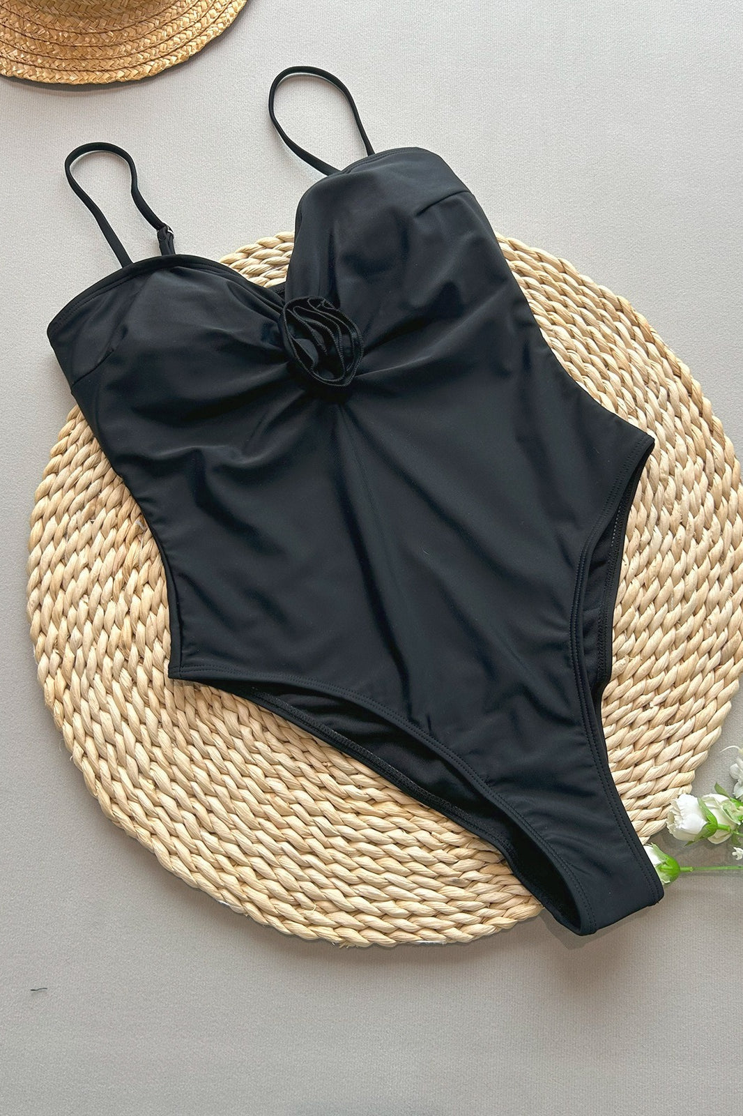 Pharıssa Dot Print 3D Flower Push Up One Piece Swimwear