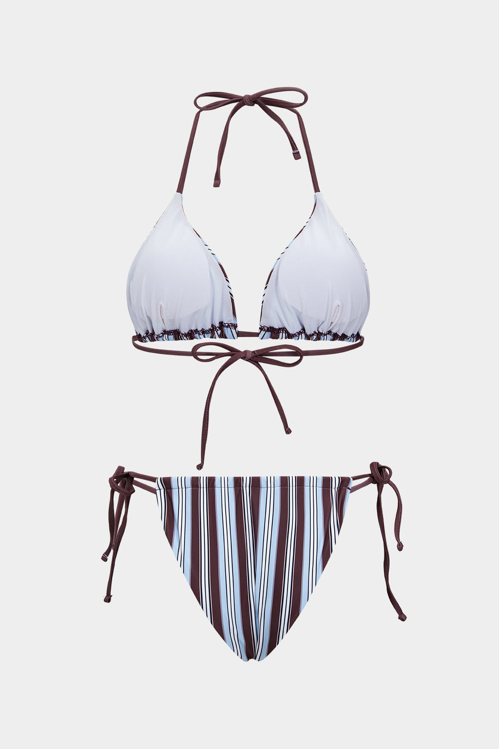 Pharıssa Bordo Mavi Çizgili Bikini