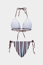 Pharıssa Bordo Mavi Çizgili Bikini