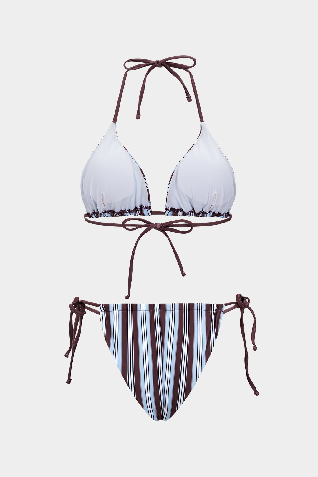Pharıssa Bordo Mavi Çizgili Bikini