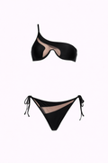 Pharıssa Siyah Tül Tek Omuz Bikini Takımı