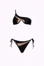Pharıssa Siyah Tül Tek Omuz Bikini Takımı