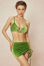 Pharıssa Yeşil Dokulu Bikini & Pareo Takımı