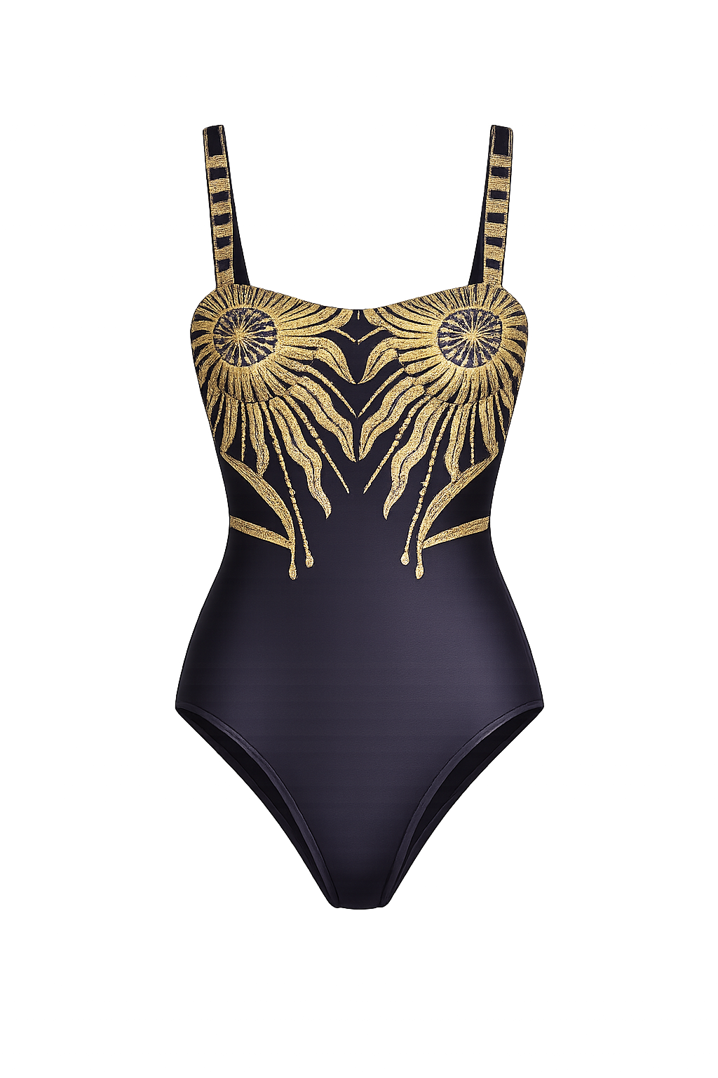 Pharıssa Golden Sunburst Swimsuit & Pareo Set