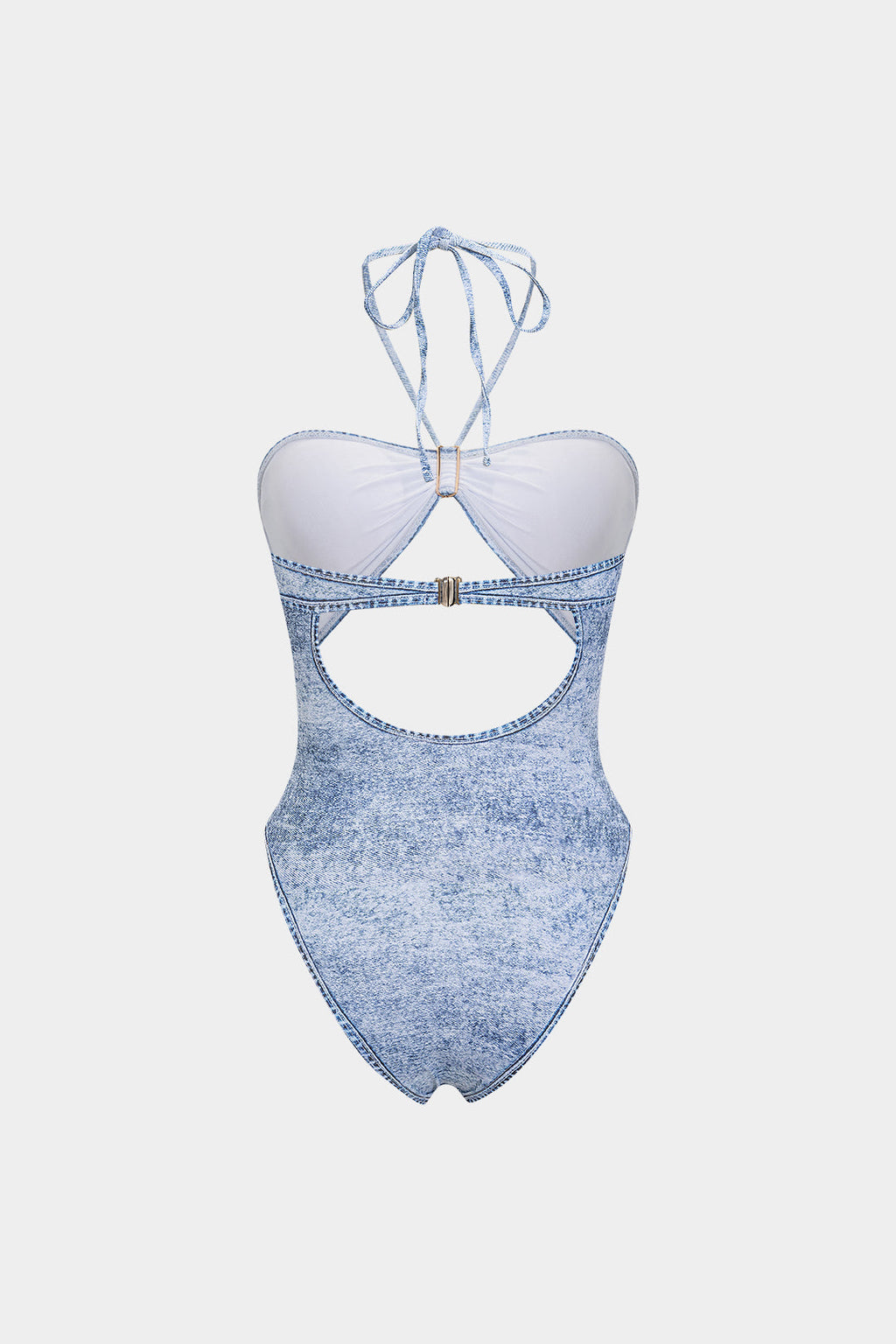 Pharıssa Denim Görünümlü Halter Mayo