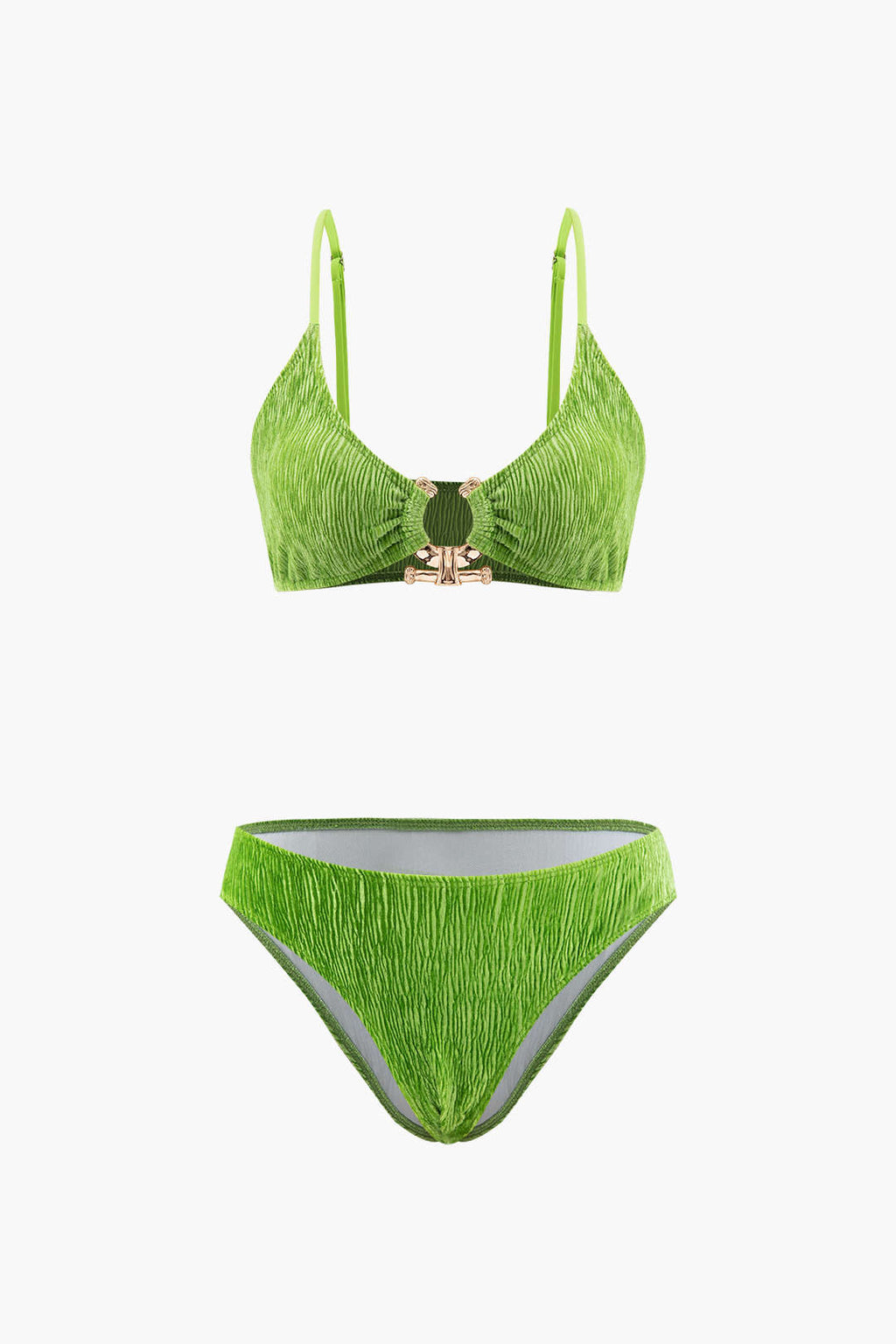 Pharıssa Yeşil Dokulu Bikini & Pareo Takımı