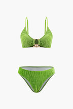 Pharıssa Yeşil Dokulu Bikini & Pareo Takımı