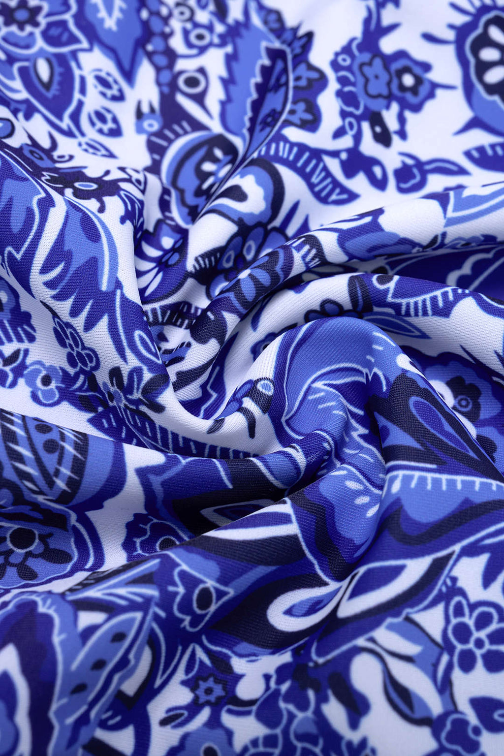 Pharıssa Mavi Şal Desenli Omuzdan Bağlamalı Mayo