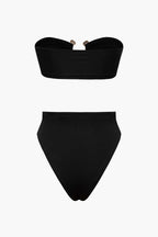 Pharıssa Siyah Gold Tokalı Bandeau Bikini