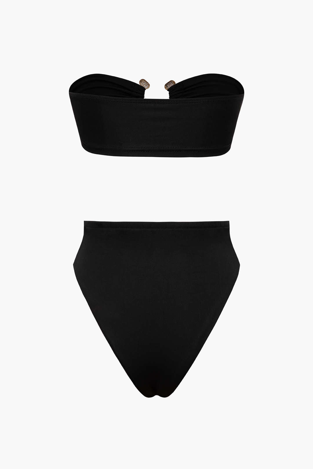 Pharıssa Noir Gold Clasp Bandeau Bikini Set