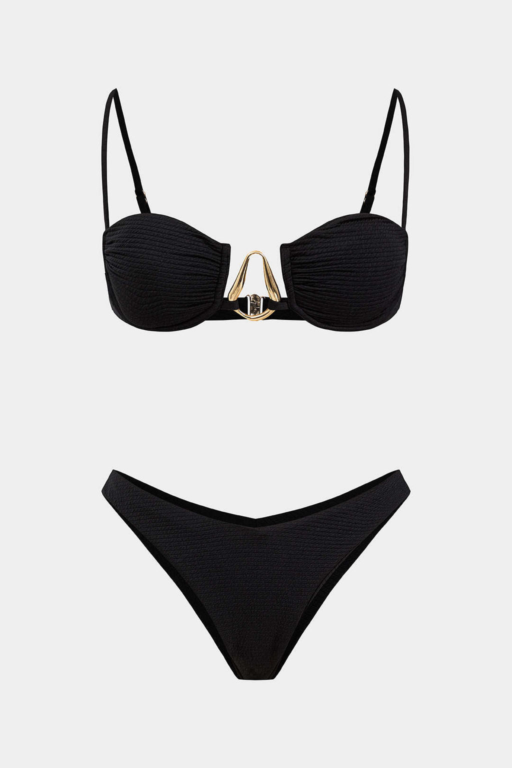 Pharıssa Siyah Gold Aksesuarlı Bikini