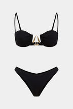 Pharıssa Siyah Gold Aksesuarlı Bikini